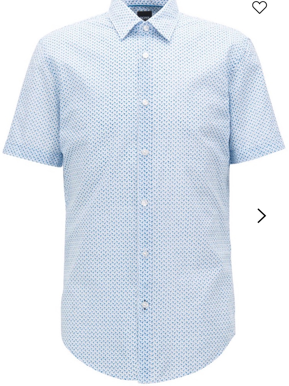 Boss Light Blue Short-Sleeve Button-Down with Micro Print